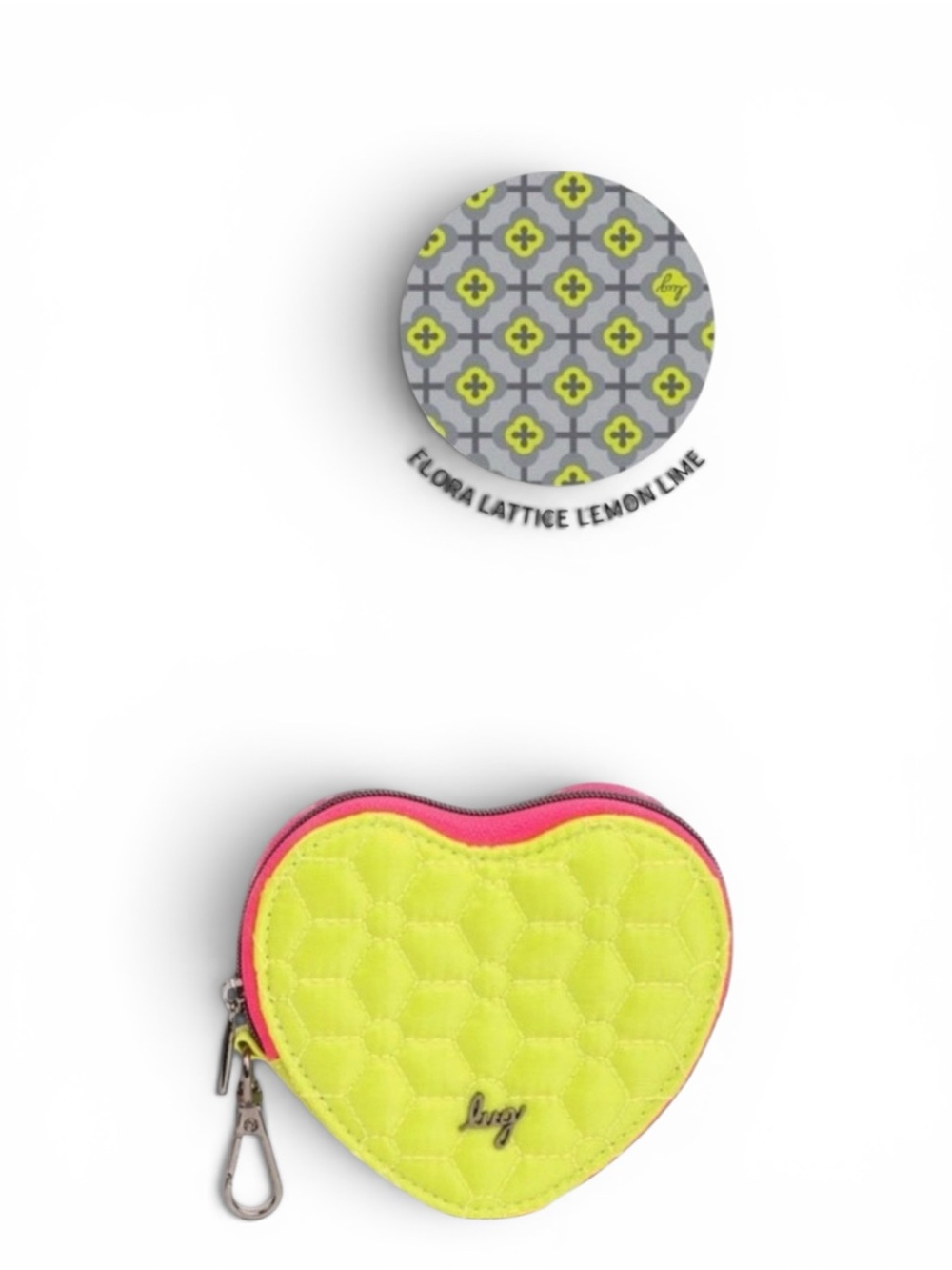 LUG TWO TONE ZIPPERED HEART COIN PURSE BAG CHARM